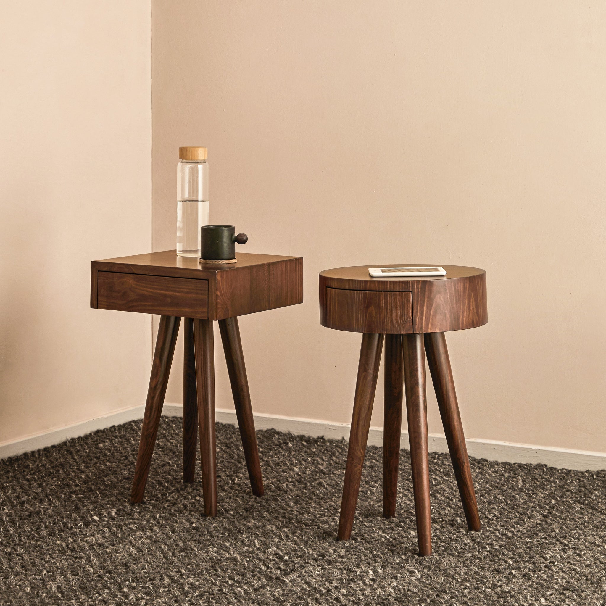 Dot Square Bedside Tables - Set of 2